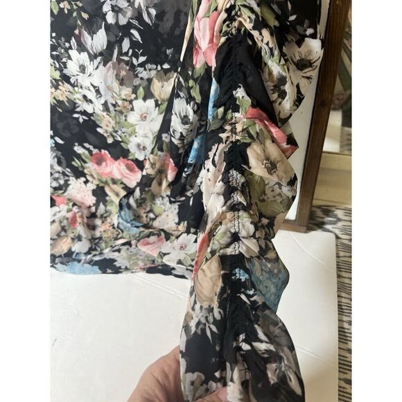 New 3XL Y2K Sheer Top Whimsy Goth Fairy Grunge Dark Floral Long Sleeve 90s. X - Picture 8 of 9